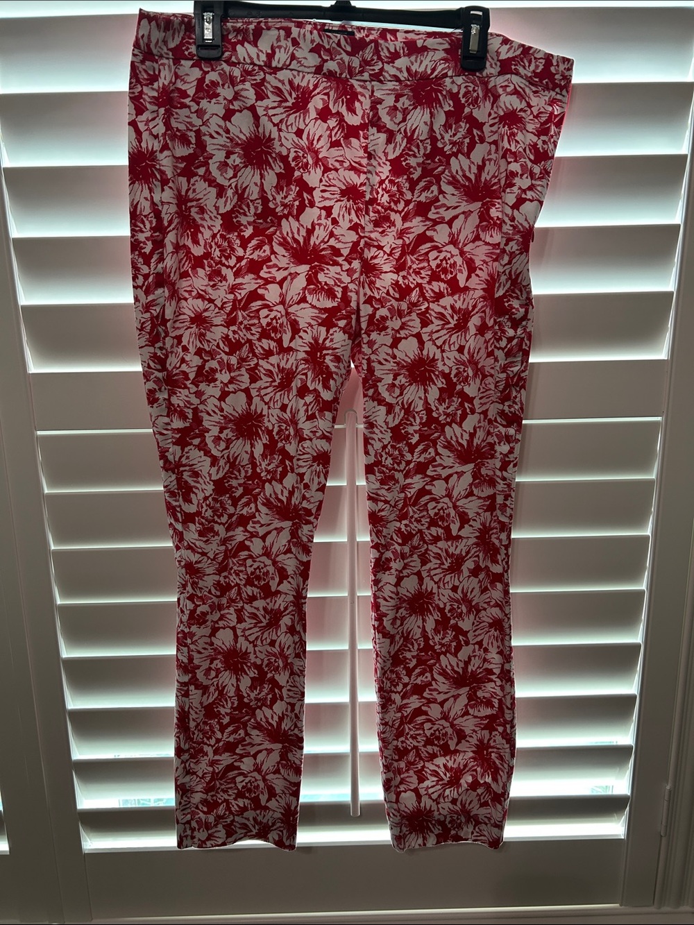 Talbots Red and White Floral Straight-Leg Pants